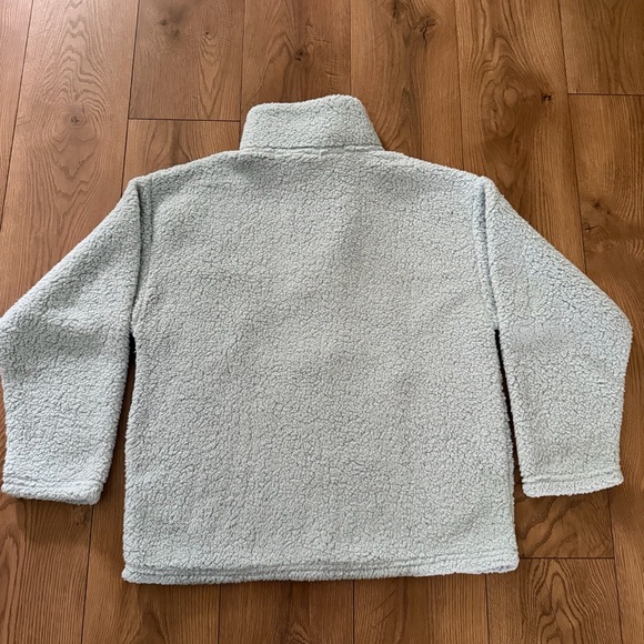 Snoopy Peanuts Sherpa Pullover Womens L Light Blue 1/4 Zip Stay Cool NWT - Picture 4 of 9